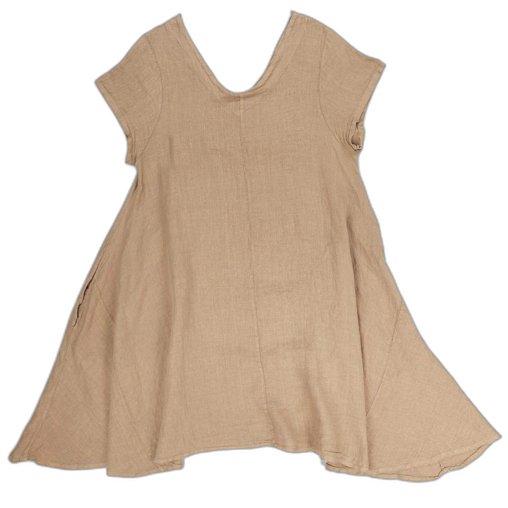 MEO MELI 100% Linen Tunic Dress Lagenlook Coastal Beachy Boho Minimal Resort